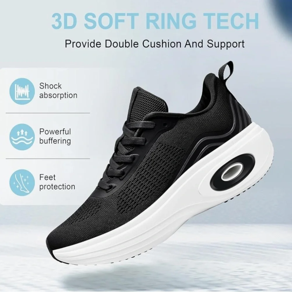 Brand New Cushion Support Sneakers Black White Lightweight Athletic Tennis Shoe
